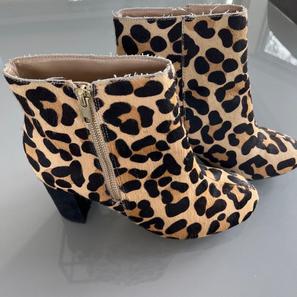 Ankle boots real fur calf hair léopard print